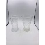 Two cut glass vases