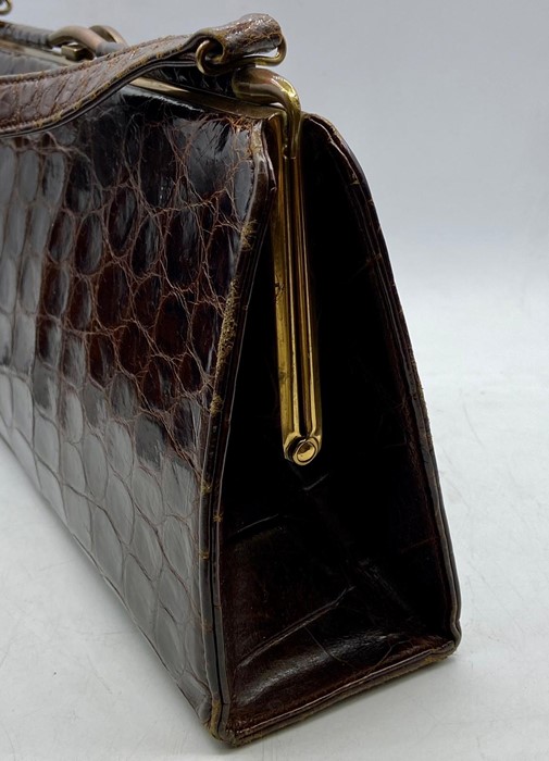 A vintage Fassbender brown crocodile handbag, made in England - Image 3 of 7