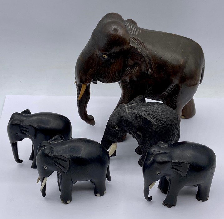 Four carved elephant figures - Image 2 of 4