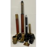 A Large selection of vintage telescopes, parts in various states of repair