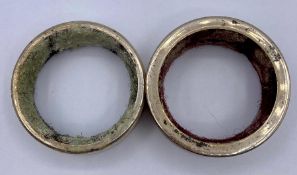 Two hallmarked silver bottle collars