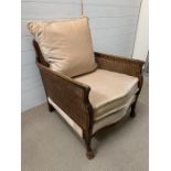 A mahogany Bergere armchair, arched back with ball and claw feet