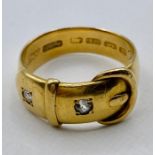 An 18ct gold belt themed ring with inset diamonds (Total Weight 7.2g) inscribed 1899.