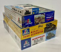 Four boxed tank models to include, Shernab 4A A1 Allied, M36 B1 Destroyer, Marder III and WiveL Wind