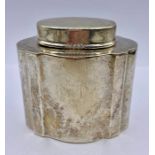 A small silver tea caddy by Peter Guille Ltd, hallmarked London 1937 (100g Total Weight)