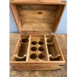 A wooden wine trunk with rack storage inside (H30cm W42cm D35cm)