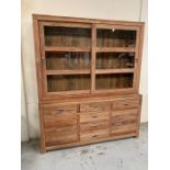 John Lewis Stowaway range dresser with display case to top and drawers and cupboards to base (