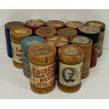 A collection of wax cylinders for a phonograph.