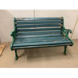 A garden metal bench with wooden slats (H78cm W120cm)