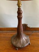 A cast metal table lamp with art and craft theme (H40cm Dia23cm Base)