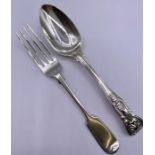 Hallmarked silver fork and spoon (111g)