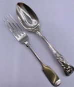 Hallmarked silver fork and spoon (111g)