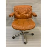 A Mid Century Martin Stoll Giroflex desk chair, designed by Karl Dittert with a plywood and