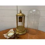 A brass Portico or bandstand clock under dome. A/F