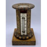 A rare mid Victorian Tunbridge ware compass and thermometer stand of octagonal form inscribed T