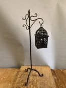 A metal garden lantern on stand (H80cm)