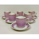 A Royal Copenhagen coffee set in pink six cups and saucers.