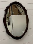 A mahogany wall mirror (67cm x 47cm)