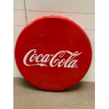 A metal advertising sign for Coca-Cola in the form of a bottle cap (Dia74cm)