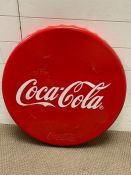 A metal advertising sign for Coca-Cola in the form of a bottle cap (Dia74cm)