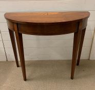 A stain wood Demi-Lune hall table (H75cm W91cm)