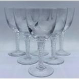 A set of six Robert Ellison Ornithological Engraved Cumbria Crystal Wine Goblets.