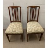 A pair of satinwood string inlay chairs