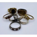 A selection of seven fashion rings
