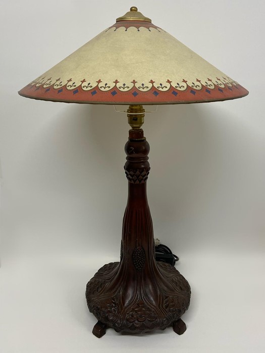 A cast metal table lamp with art and craft theme (H40cm Dia23cm Base) - Image 10 of 13