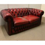 Two Seater button back Chesterfield in oxblood
