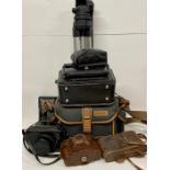 A selection of Vintage cameras and camera equipment