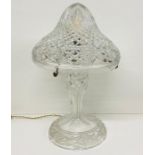 A cut glass mushroom table lamp