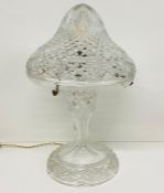 A cut glass mushroom table lamp