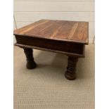 An Indian hardwood square coffee table (H40cm Sq60cm)