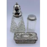 Three hallmarked silver topped items