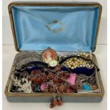 A selection of costume jewellery and some silver jewellery