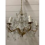 A glass chandelier (H42cm W50cm)