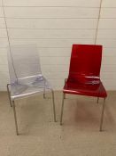 Two Mid Century acrylic chairs on chrome legs