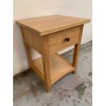A pine bedside with drawer and shelf under (H63cm W48cm D45cm)