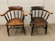 Two Victorian elm and beech captain's chairs