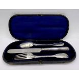 A Cased silver Victorian Christening set London 1863 by Chawner & Co.