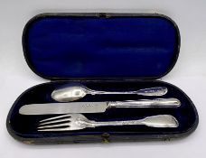 A Cased silver Victorian Christening set London 1863 by Chawner & Co.