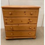 A pine four drawer chest of drawers (H86cm W81cm D44cm)