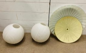 Four vintage glass ceiling light shades