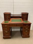 A Late Victorian Walnut Dickins Desk (H116cm W122cm D65cm)