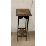 A mahogany plant stand or lamp table (H114cm SQ28cm)