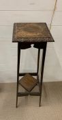 A mahogany plant stand or lamp table (H114cm SQ28cm)