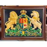 A Framed Military plaque 'God Save The King' with the motto Honi Soit Qui Mal Y Pense