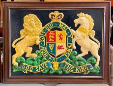 A Framed Military plaque 'God Save The King' with the motto Honi Soit Qui Mal Y Pense