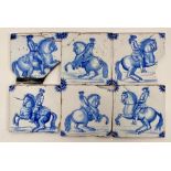 Five Delft style tiles